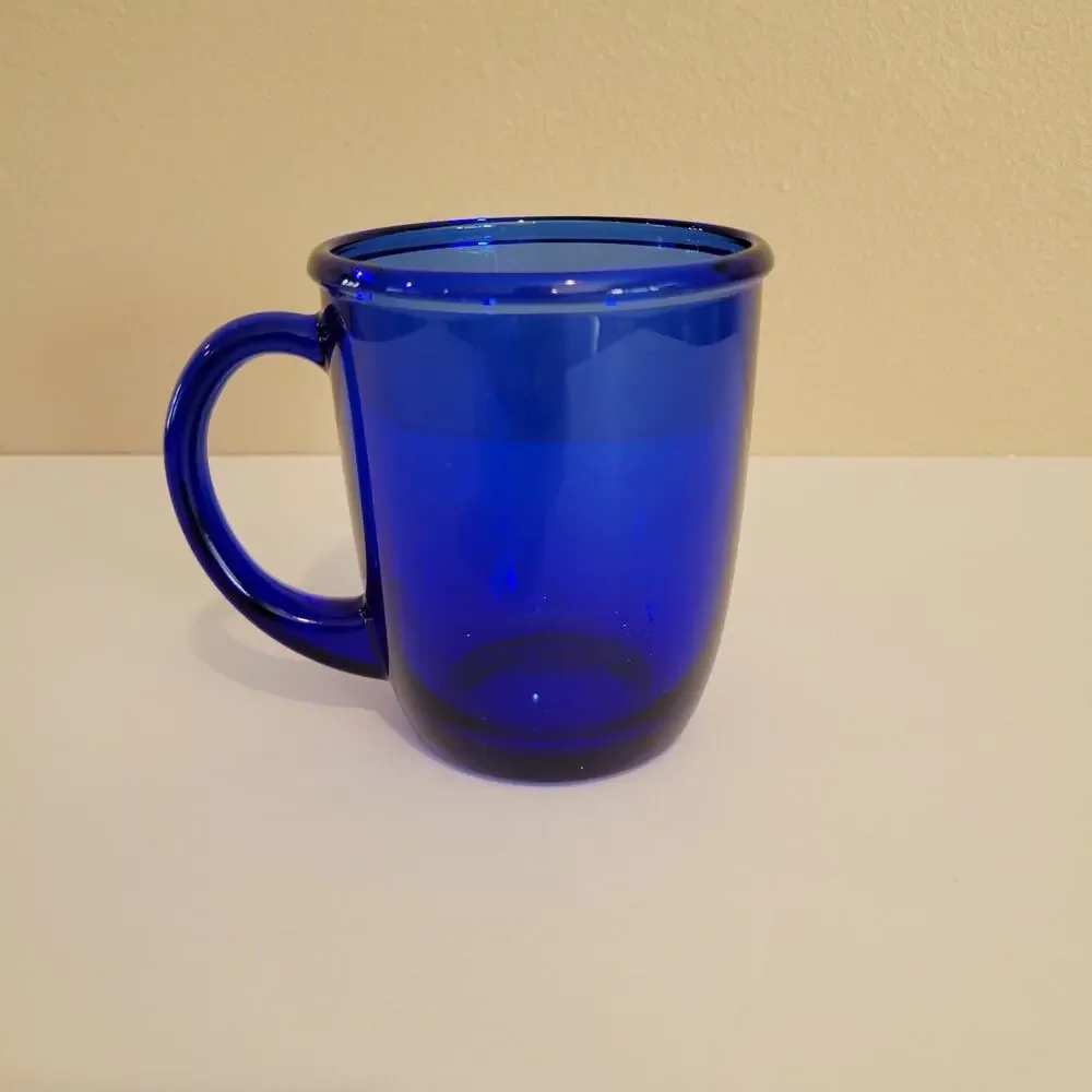 Arcoroc France Cobalt Blue Glass Coffee Mug 3.75